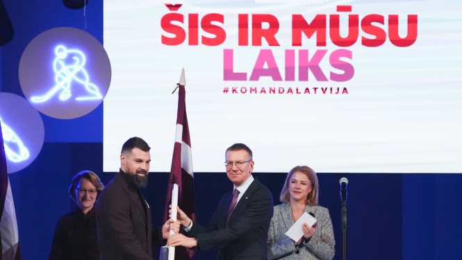 28.01.2026. Valsts prezidenta Edgara Rinkēviča dalība “Komanda Latvija” prezentācijas un XXV ziemas olimpisko spēļu Latvijas valsts karognesēju paziņošanas pasākumā