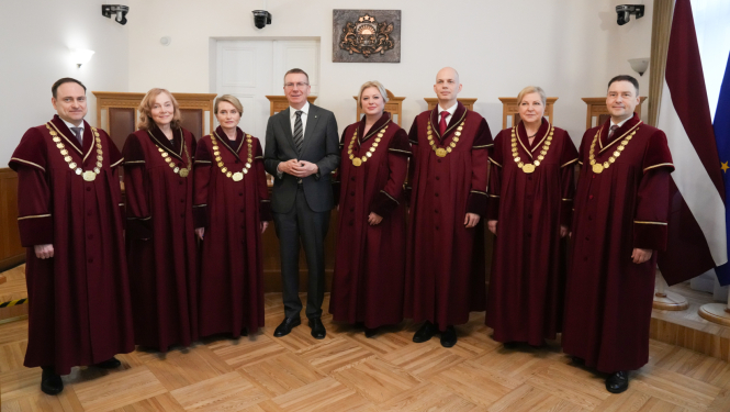 07.02.2025. Valsts prezidenta Edgara Rinkēviča dalība Satversmes tiesas svinīgajā sēdē par godu tiesas gada atklāšanai