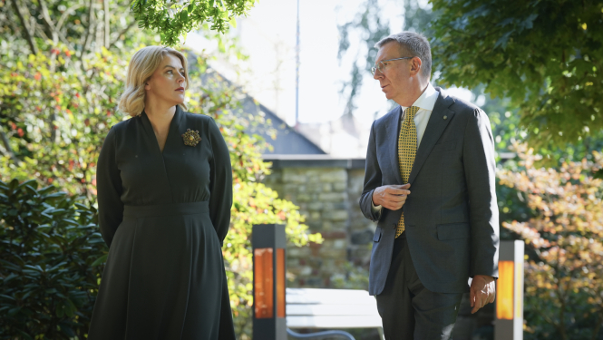 Valsts prezidenta Edgara Rinkēviča un Ministru prezidentes Evikas Siliņas tikšanās un kopīga preses konference Rīgas pilī