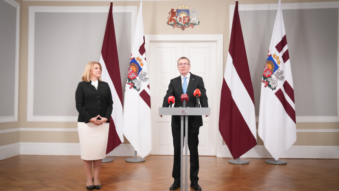 Valsts prezidenta Edgara Rinkēviča un Ministru prezidentes Evikas Siliņas preses konference