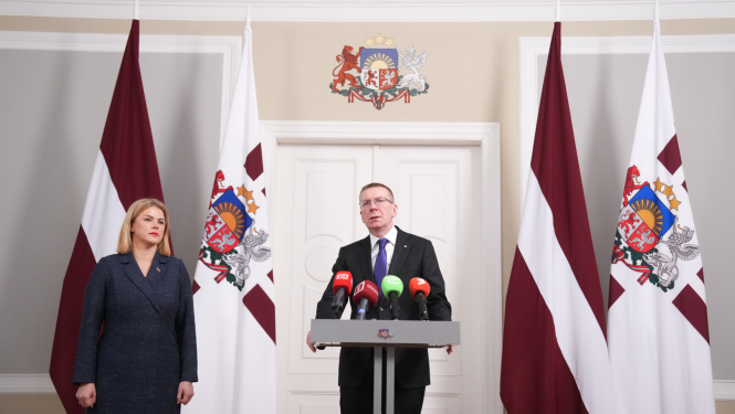 Valsts prezidenta Edgara Rinkēviča un Ministru prezidentes Evikas Siliņas preses konference