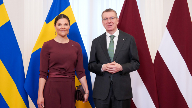 Valsts prezidents Edgars Rinkēvičs Rīgas pilī tiekas ar Zviedrijas kroņprincesi Viktoriju
