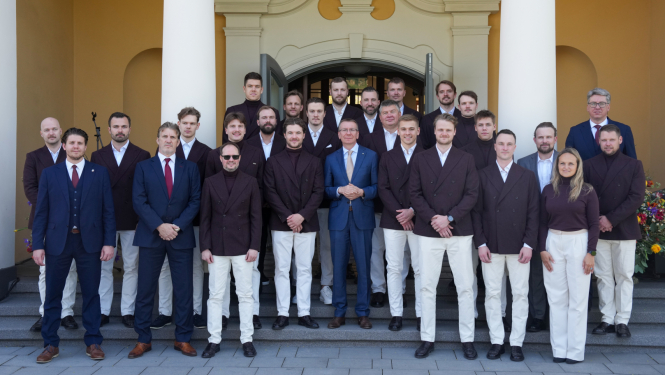 05.05.2026. Valsts prezidenta Edgara Rinkēviča tikšanās ar Latvijas hokeja izlasi Milānas-Kortīnas 2026. gada ziemas olimpiskajās spēlēs 1