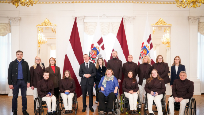 Valsts prezidenta Edgara Rinkēviča tikšanās ar Latvijas izlasi Milānas-Kortīnas ziemas paraolimpiskajās spēlēs