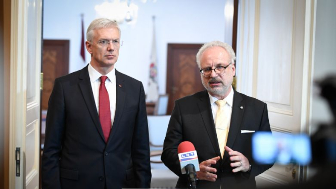 Valsts prezidenta Egila Levita un Ministru prezidenta Krišjāņa Kariņa mediju brīfings