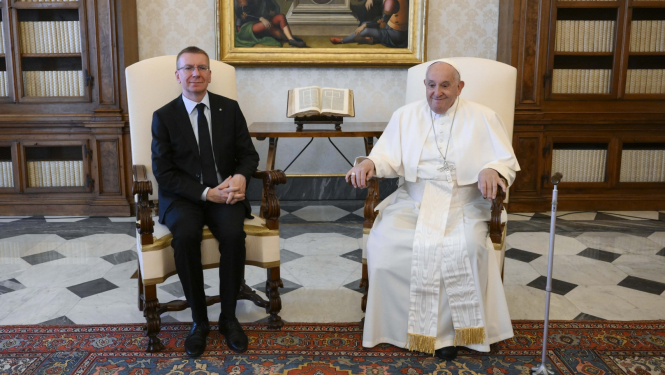 16.05.2024. Latvijas Valsts prezidents Edgars Rinkēvičs tiekas ar pāvestu Francisku
