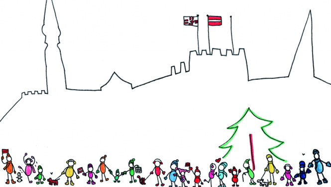 Ziemassvētku kartīte - Rīgas pils kontūra