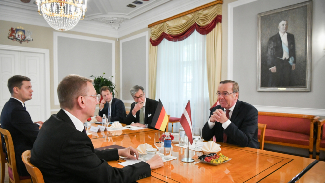 26.09.2023. Valsts prezidenta Edgara Rinkēviča tikšanās ar Vācijas aizsardzības ministru Borisu Pistoriusu (Boris Pistorius)