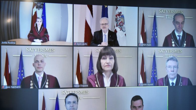 Tiešsaistes ceremonijā tiesneša zvērestu Valsts prezidentam dod Satversmes tiesas tiesnese Anita Rodiņa