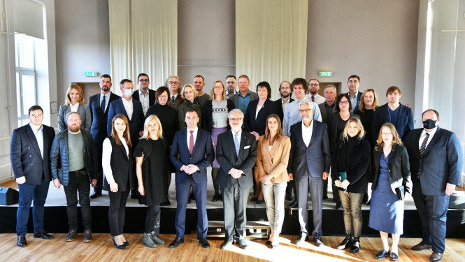 Valsts prezidents Egils Levits un Rīgas apkaimju biedrības pārstāvjiem