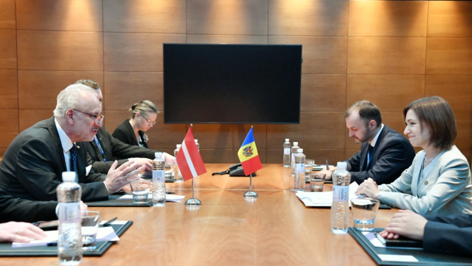 Valsts prezidents Egils Levits un Moldovas prezidente Maia Sandu