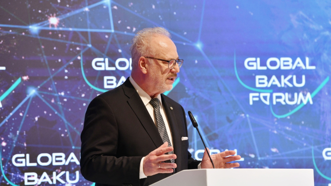 09.03.2023. Valsts prezidents Egils Levits Azerbaidžānā uzrunā 10. Globālā Baku foruma dalībniekus