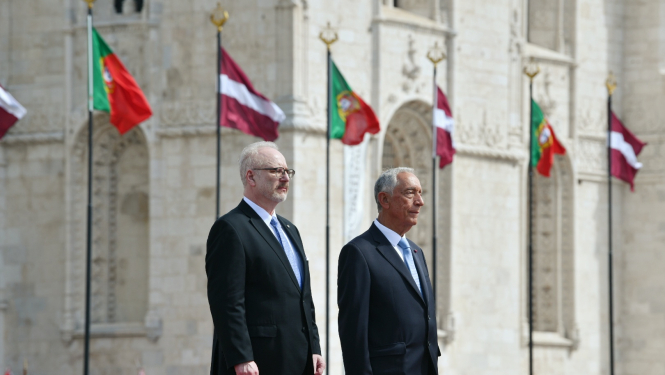 12.04.2023. Valsts prezidents Egils Levits atrodas valsts vizītē Portugālē. Oficiālā sagaidīšanas ceremonija.