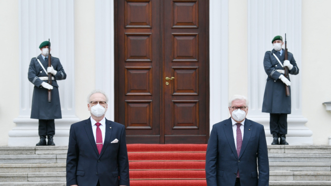 Valsts prezidents Egils Levits un Vācijas prezidents Franks Valters Šteinmeiers