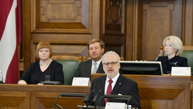 Valsts prezidents Egils Levits saka runu Saeimas rudens sesjijas atklāšanas plenārsēdē