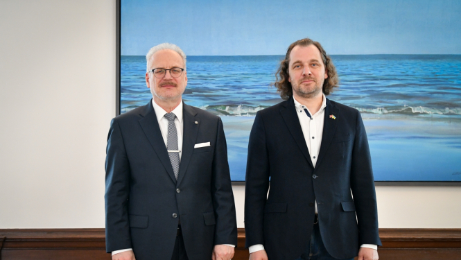 Valsts prezidents Egils Levits un Latvijas Darba devēju konfederācijas prezidents Andris Bite