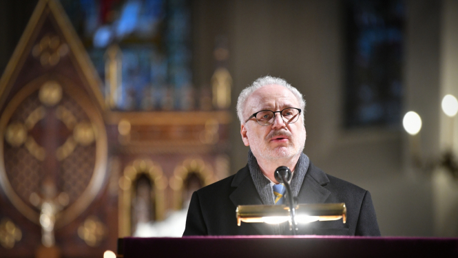 24.02.2023. Valsts prezidents Egils Levits piedalās aizlūgumā par atbalstītājiem Ukrainā, Latvijā un pasaulē. Foto autors: Ilmārs Znotiņš, Valsts prezidenta kanceleja.