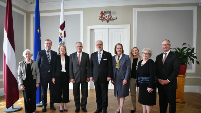 Valsts prezidents Egils Levits tiekas ar Baltijas-Amerikas brīvības fonda (Baltic American Freedom Foundation) valdes pārstāvjiem