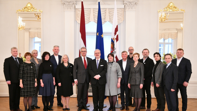 02.02.2023. Valsts prezidents Egils Levits tiekas ar XXVII Vispārējo latviešu Dziesmu un XVII Deju svētku virsvadītājiem un organizatoriem