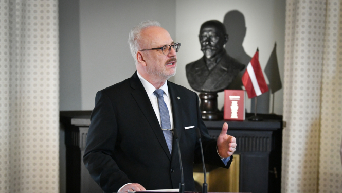 14.11.2022. Valsts prezidenta institūcijai 100. Valsts prezidenta vietas izpildītāju Paula Kalniņa un Jāzepa Rancāna portretu atklāšana, Valsts prezidenta runa. 