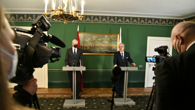 Krišjānis Kariņš un Egils Levits sniedz paziņojumus medijiem