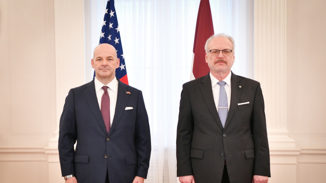 Valsts prezidents Egils Levits akreditē ASV vēstnieku Latvijā. Foto autors: Ilmārs Znotiņš, Valsts prezidenta kanceleja.
