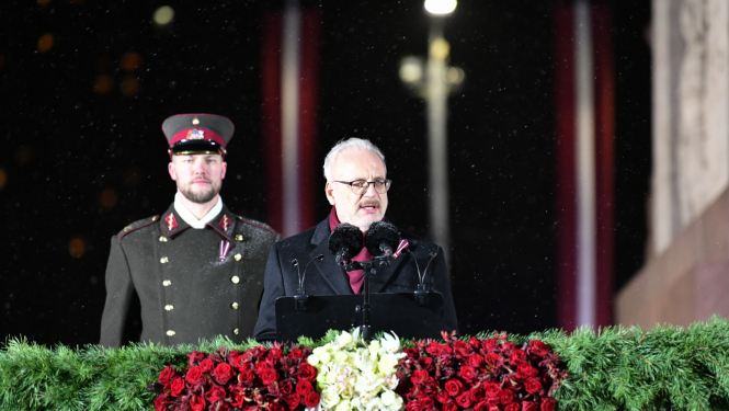 18.11.2022. Valsts prezidenta Egila Levita svētku uzruna pie Brīvības pieminekļa. Foto autors: Ilmārs Znotiņš, Valsts prezidenta kanceleja