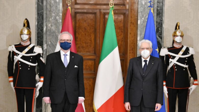 Valsts prezidents Egils Levits ar Itālijas Republikas prezidentu Serdžo Matarellu