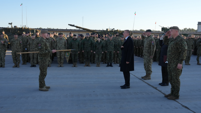 17.10.2024. Valsts prezidenta Edgara Rinkēviča dalība NATO paplašinātās klātbūtnes Latvijā kaujas grupas komandpakļautības maiņas ceremonijā