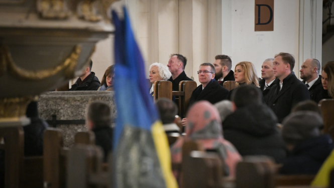 24.02.2024. Valsts prezidenta Edgara Rinkēviča dalība ekumēniskajā dievkalpojumā Rīgas Doma baznīcā par mieru Ukrainā un pieminot Krievijas pilna apmēra iebrukuma Ukrainā kritušos Ukrainas kareivjus.