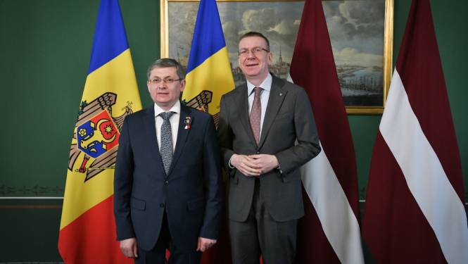 26.03.2024. Valsts prezidenta Edgara Rinkēviča tikšanās ar Moldovas Republikas parlamenta priekšsēdētāju Igoru Grosu (Mr Igor Grosu)