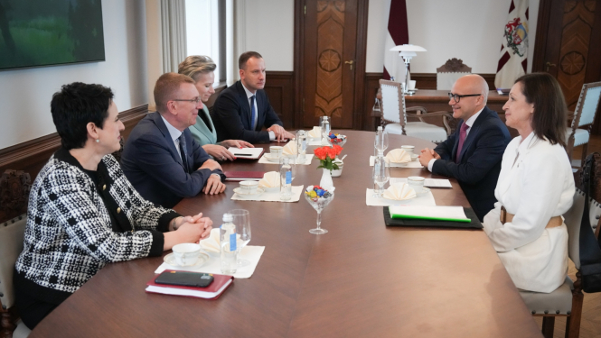 10.06.2024. Valsts prezidenta Edgara Rinkēviča tikšanās ar valsts kontrolieri Edgaru Korčaginu un Valsts kontroles padomes locekli Inesi Kalvāni