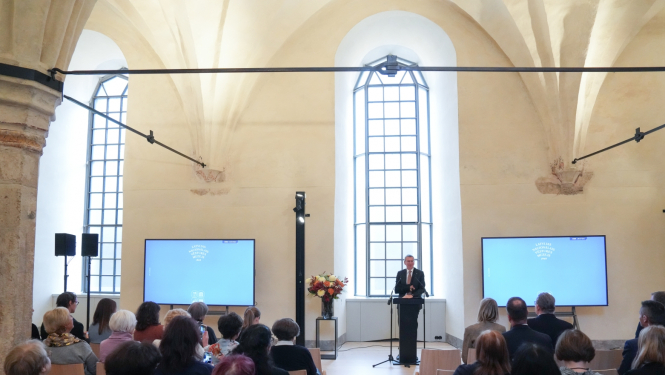 24.10.2024. Valsts prezidenta Edgara Rinkēviča dalība Latvijas Nacionālā vēstures muzeja atklāšanas pasākumā Rīgas pilī.