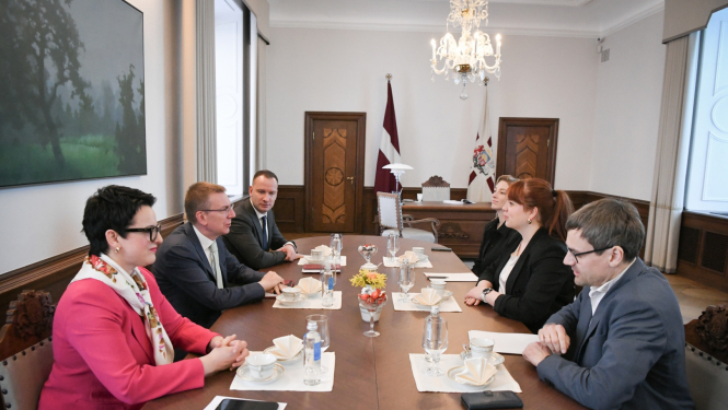 12.04.2024. Valsts prezidenta Edgara Rinkēviča tikšanās ar kultūras ministri Agnesi Loginu