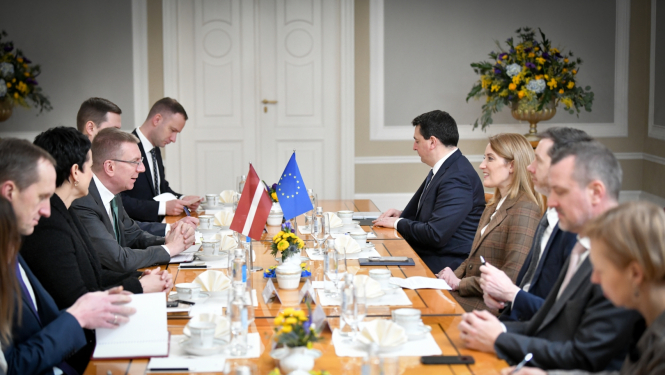 12.01.2024. Valsts prezidenta Edgara Rinkēviča tikšanās ar Eiropas Parlamenta prezidenti Robertu Metsolu (Ms Roberta Metsola)