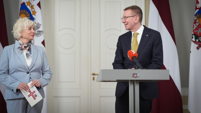 02.04.2024. Valsts prezidenta Edgara Rinkēviča tikšanās ar Saeimas priekšsēdētāju Daigu Mieriņu