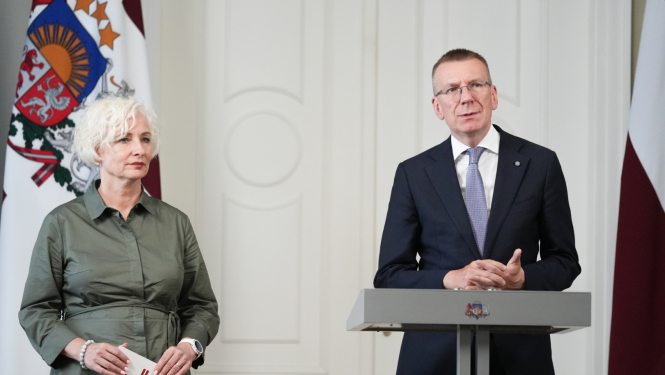 04.06.2024. Valsts prezidenta Edgara Rinkēviča tikšanās ar Saeimas priekšsēdētāju Daigu Mieriņu