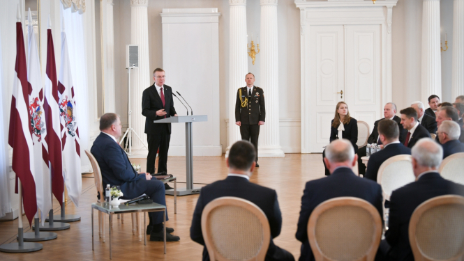 06.03.2024. Valsts prezidenta Edgara Rinkēviča tikšanās ar Latvijas Pašvaldību savienības priekšsēdi Gintu Kaminski un pašvaldību pārstāvjiem