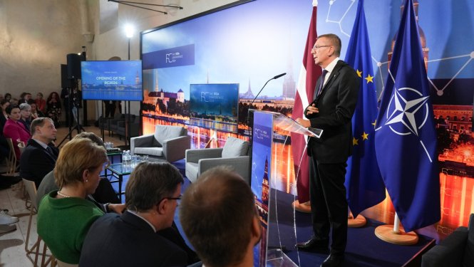 17.10.2024. Valsts prezidenta Edgara Rinkēviča dalība ārpolitikas un drošības foruma “Rīgas konference 2024” atklāšanā