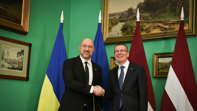 Valsts prezidenta Edgara Rinkēviča tikšanās ar Ukrainas premjerministru Denisu Šmihaļu (Mr Denys Shmyhal)