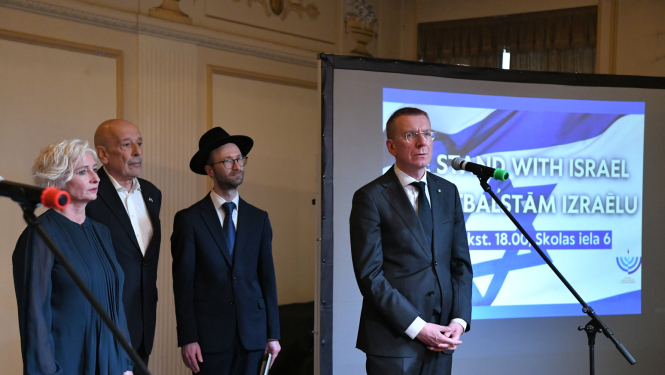 12.10.2023. Valsts prezidenta Edgara Rinkēviča dalība solidaritātes pasākumā atbalstam Izraēlai.