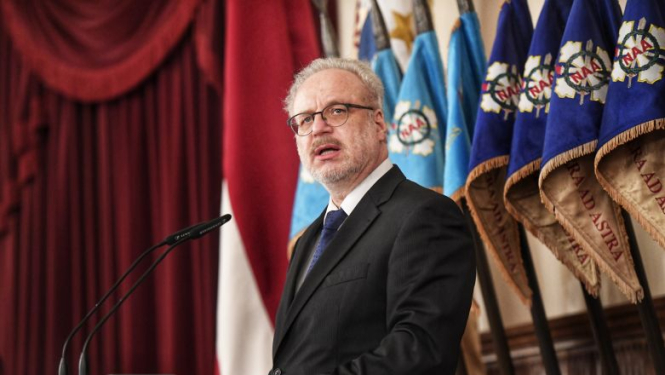 Valsts prezidenta Egila Levita uzruna “Melnās kafijas” vakara 100. gadadienā Rīgas pilī