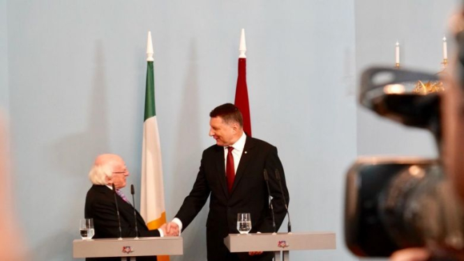 Valsts prezidenta Raimonda Vējoņa paziņojums presei pēc tikšanās ar Īrijas prezidentu Maiklu Higinsu