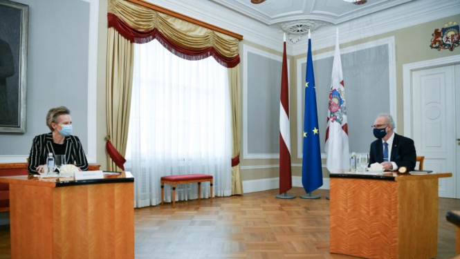 Valsts prezidents Egils Levits un Kristīne Līce