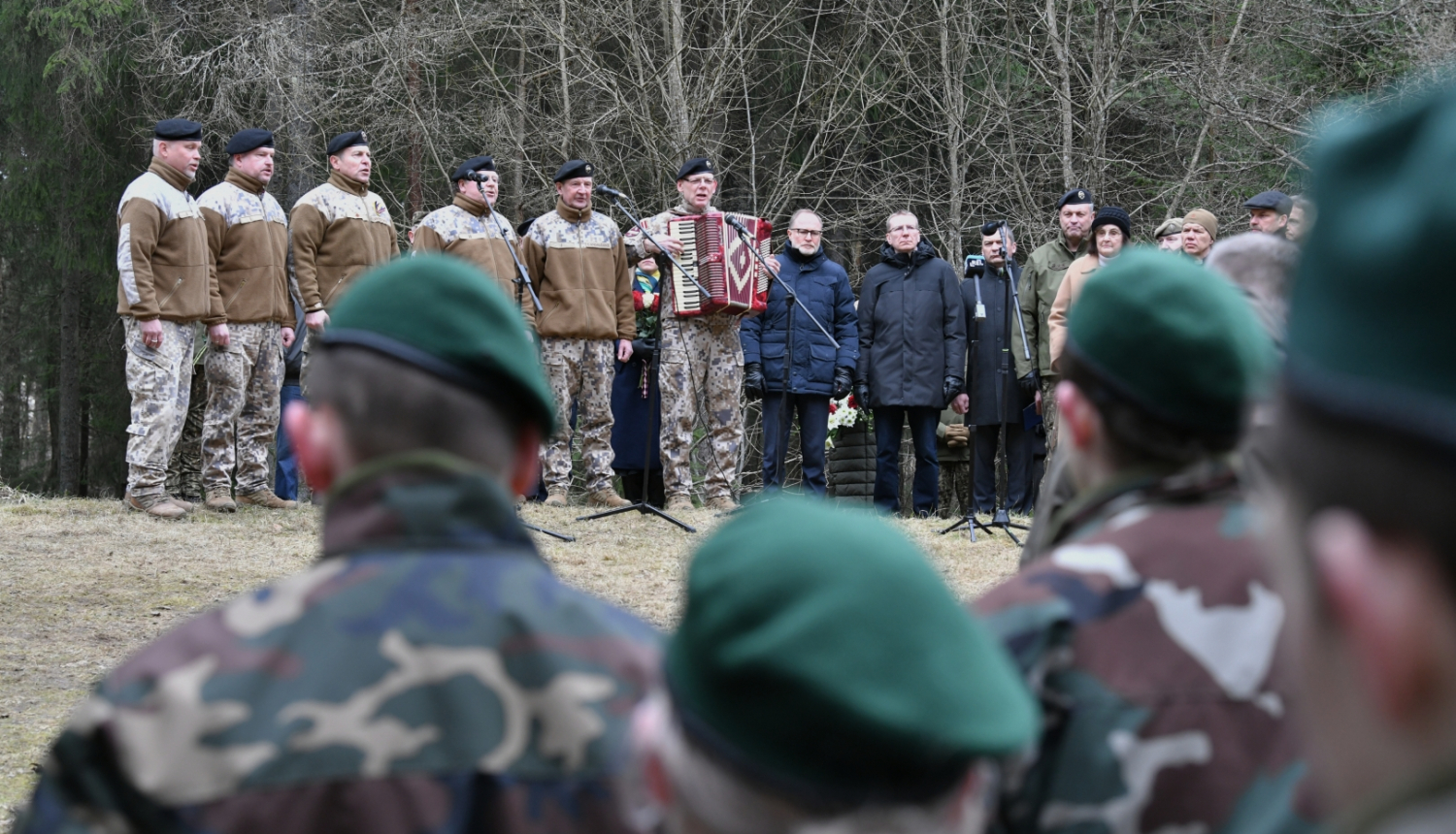 17.03.2024. Valsts prezidenta Edgara Rinkēviča dalība nacionālo partizānu piemiņas pasākumā pie Īles bunkura