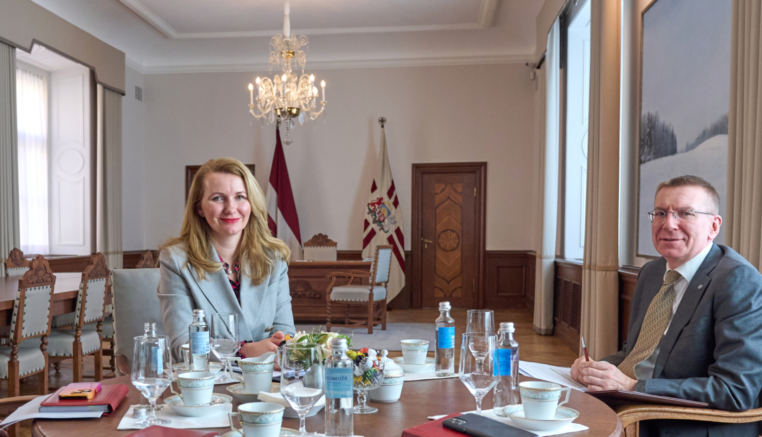 19.03.2025. Valsts prezidents Edgars Rinkēvičs tiekas ar Tieslietu ministri Inesi Lībiņu - Egneri