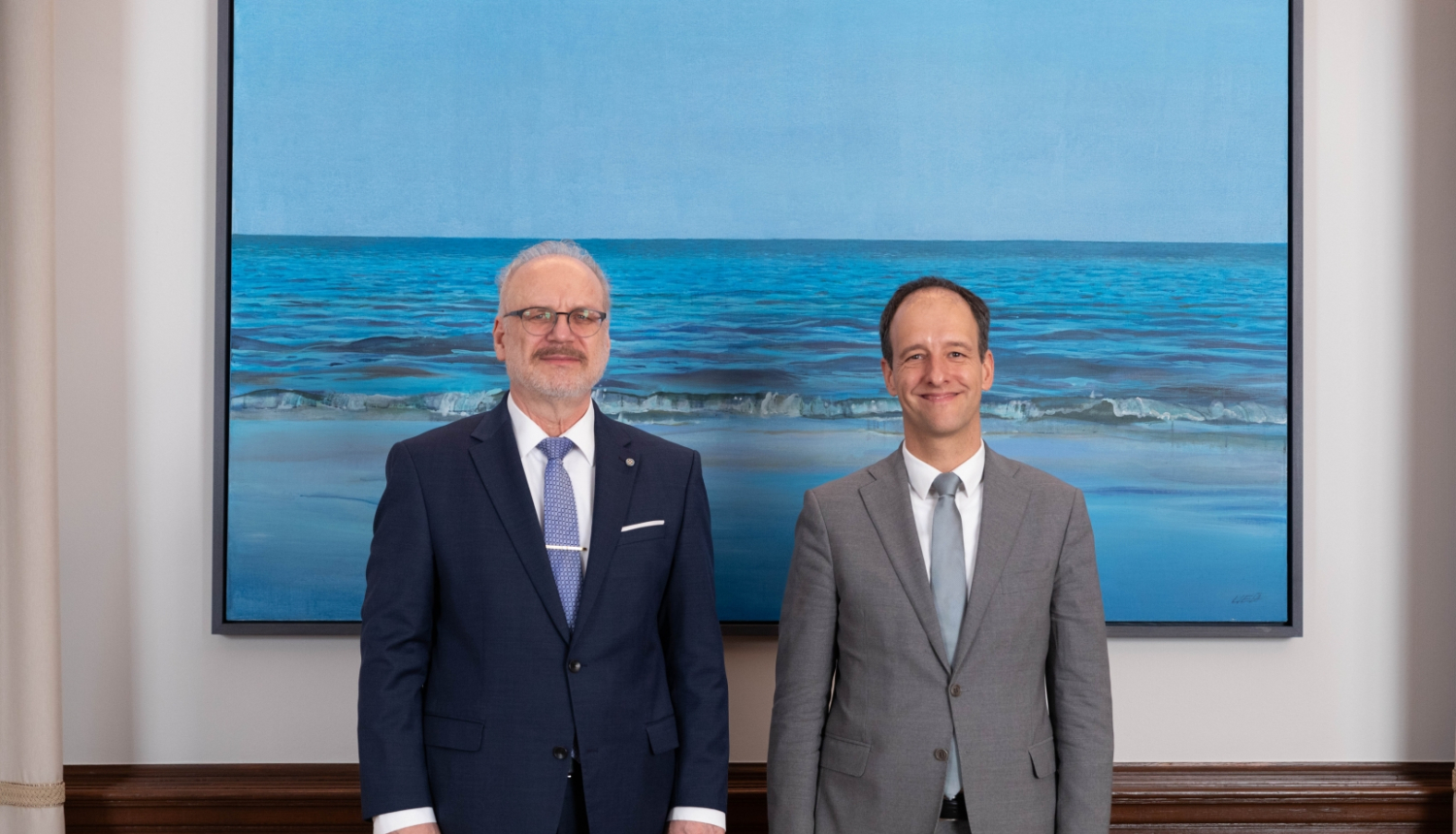 Valsts prezidents Egils Levits tiekas ar Eiropas Savienības Kosmosa programmas aģentūras (EUSPA) izpilddirektoru Rodrigo da Kosta (Mr Rodrigo da Costa)