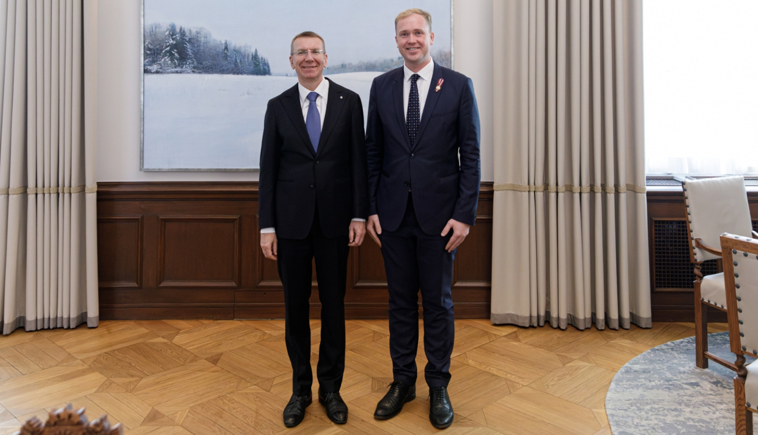 02.11.2023. Valsts prezidenta Edgara Rinkēviča tikšanās ar ekonomikas ministru Viktoru Valaini