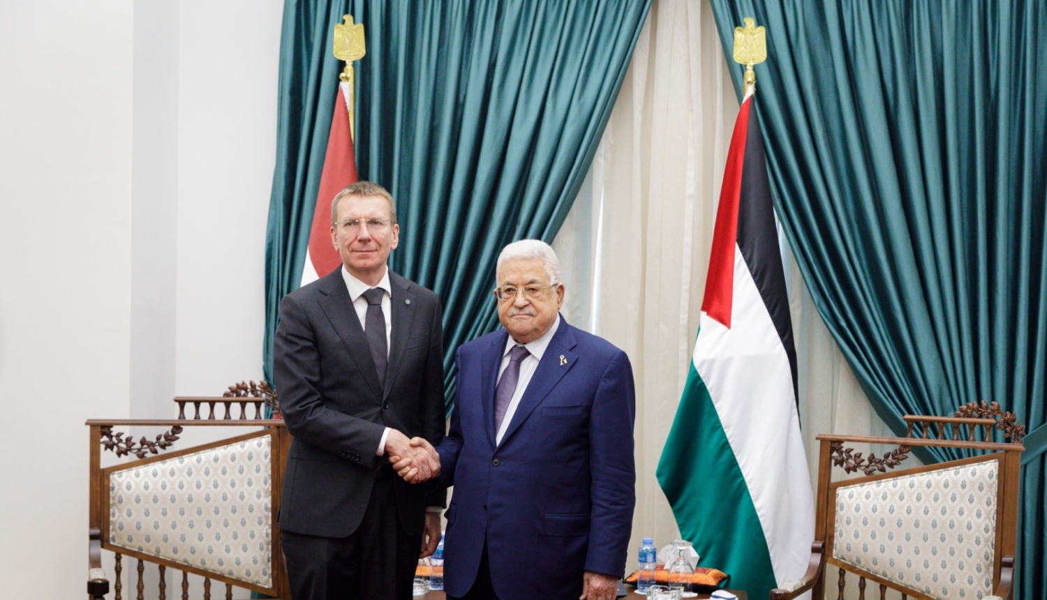 20.11.2023. Valsts prezidenta Edgara Rinkēviča tikšanās ar Palestīniešu pašpārvaldes prezidentu Mahmūdu Abāsu (Mahmoud Abbas).