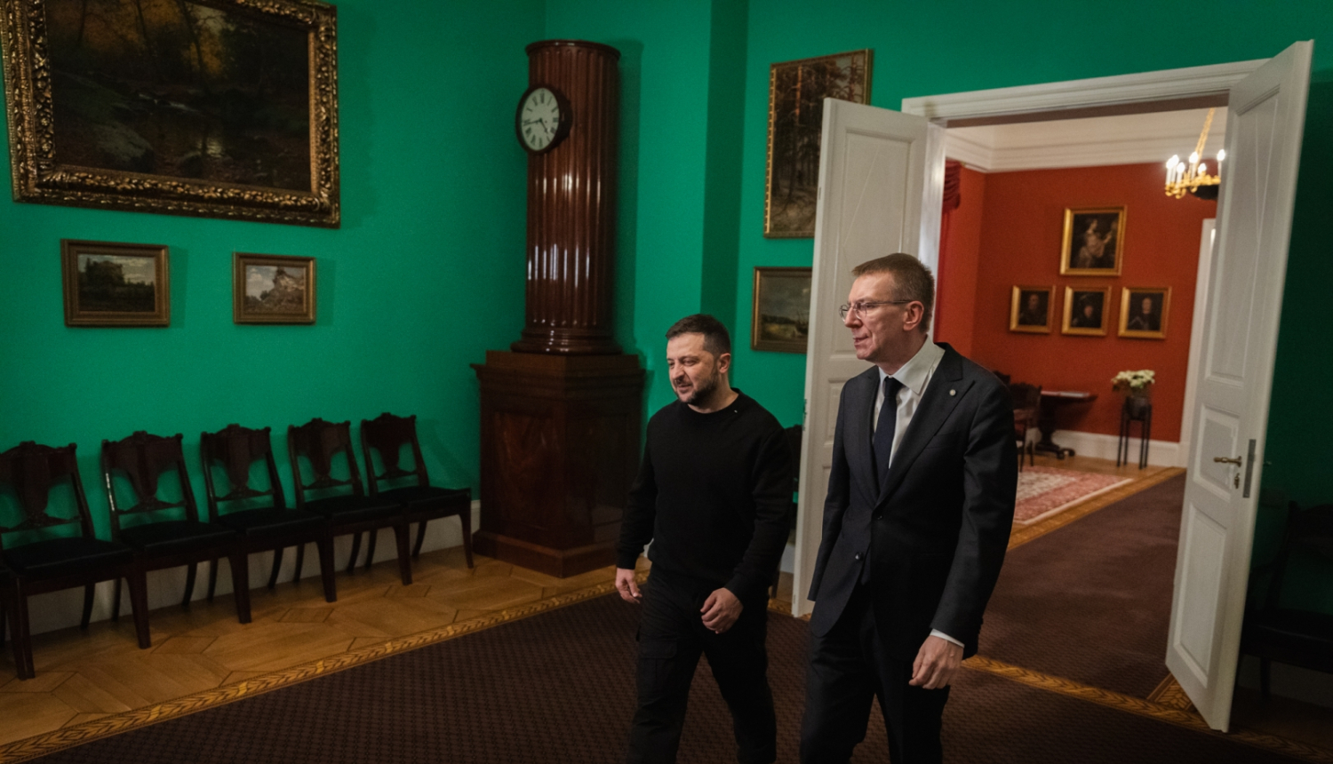 11.01.2024. Valsts prezidenta Edgara Rinkēviča un Ukrainas prezidenta Volodimira Zelenska tikšanās Rīgas pilī